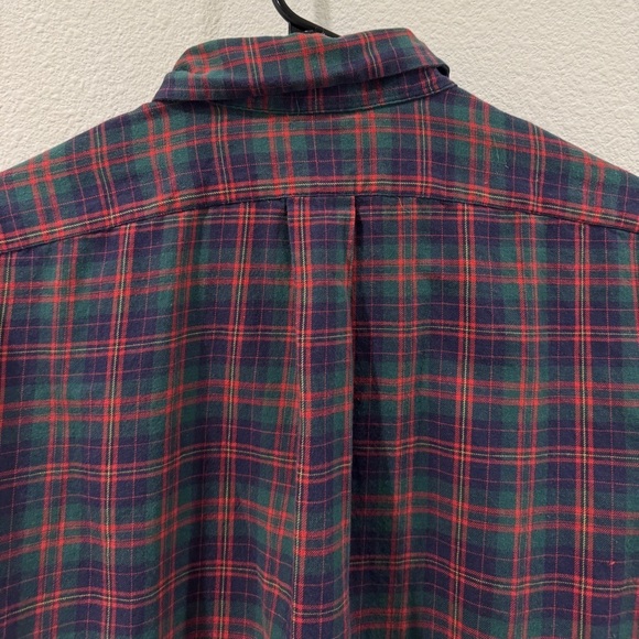 Vintage Ralph Lauren Men’s 100% Cotton Plaid Red Green Holiday Button Down Top M - Picture 9 of 13